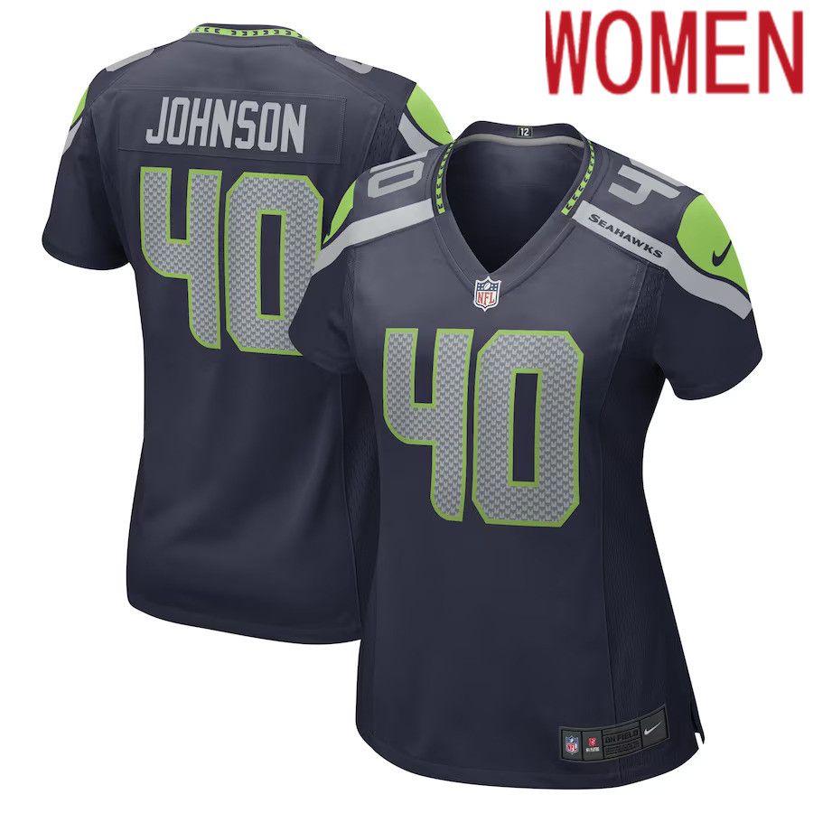 Women Seattle Seahawks #40 Darryl Johnson Nike College Navy Game Player NFL Jersey